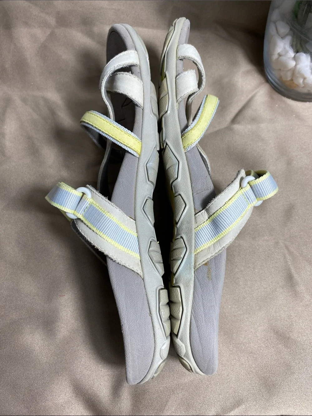 Vibram Women's Gray Sandals with Yellow Strap Accents Size 9.5